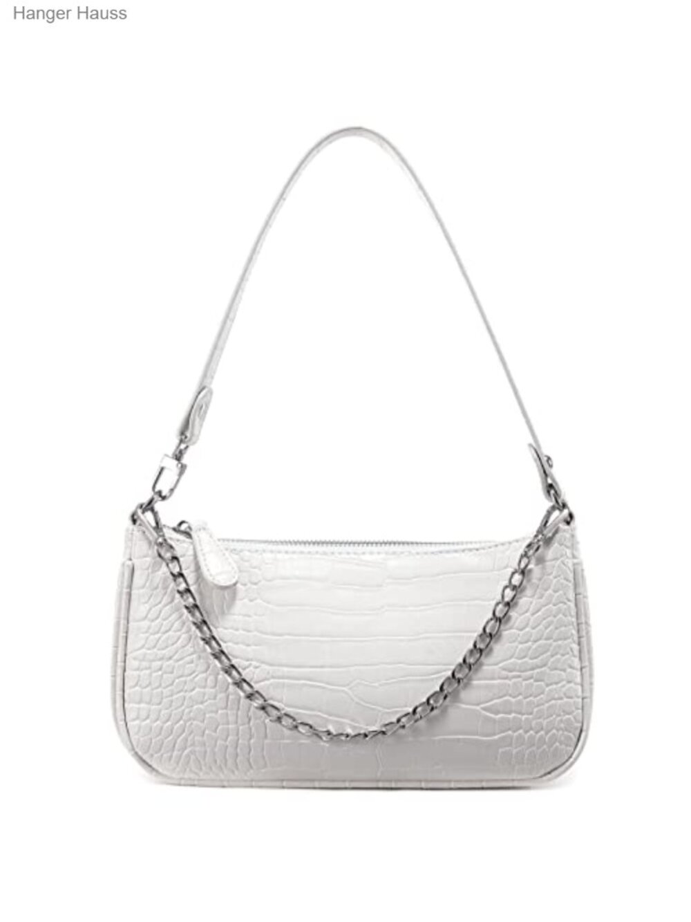 PU Leather Shoulder Bag with Croc Pattern, Small Tote for Women